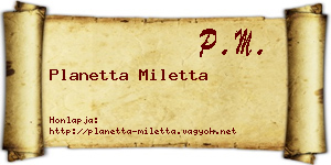Planetta Miletta névjegykártya